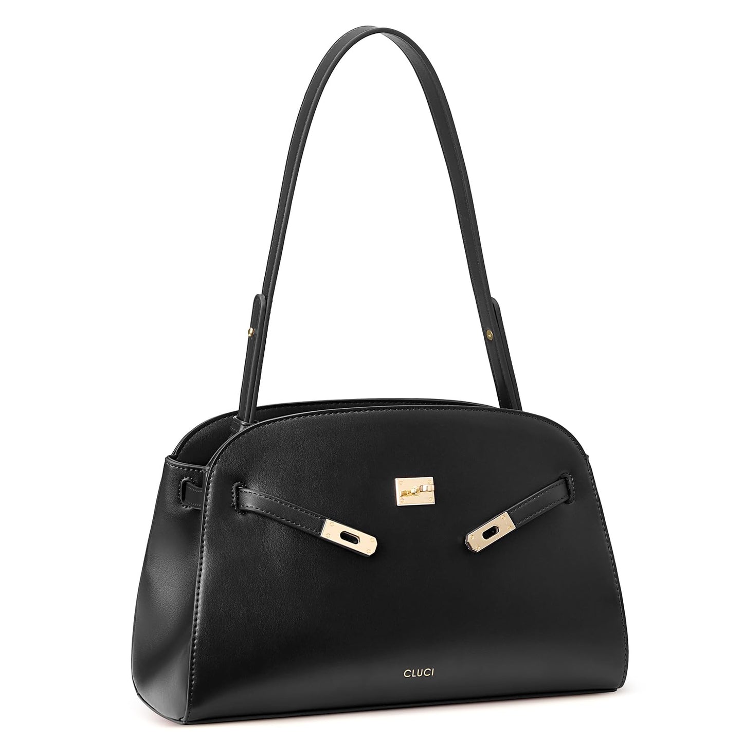 CLUCI Purses for Women, Water Repellent Shoulder Handbags with 2 Adjustable Straps, Vegan Leather Crossbody Bag Black