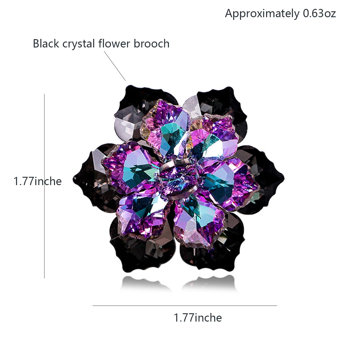 Rhinestone Sunflower Brooch Pin for Women Red Black Purple Large Flower Brooch Snowflake Hat Marquise Wreath Christmas Jewelry (Pink brooch B)