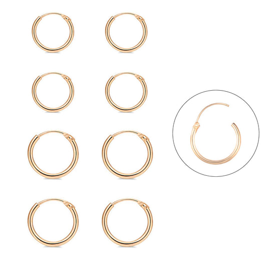 EPIRPRA Silver Hoop Earrings- Cartilage Earring Small Hoop Earrings for Women Men,4 Pairs of Hypoallergenic 925 Sterling Silver Tragus Earrings(Gold,8mmx2+10mmx2)