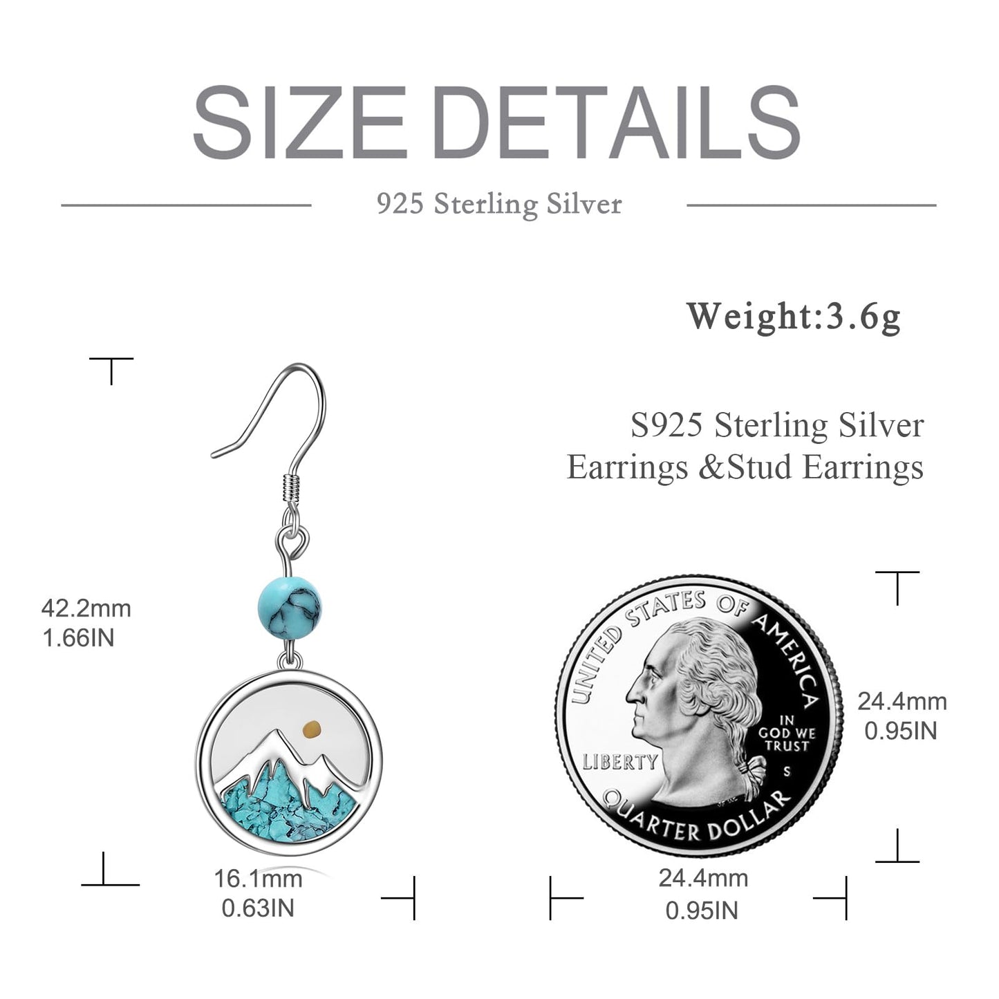 AOBOCO Mustard Seed Earrings for Women Sterling Silver Mountain Turquoise Earring Christian Mustard Seed Jewelry Christmas Birthday Gifts for Mom (Round Turquoise Earrings)