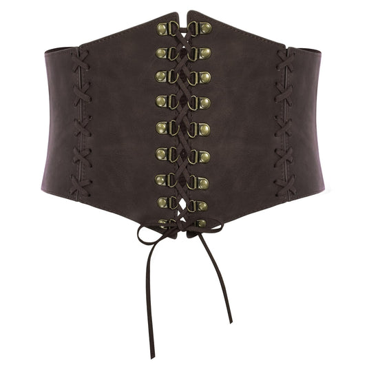 Scarlet Darkness Womens Pirate Corset Brown Wide Belt Dress Belt for Women Brown L