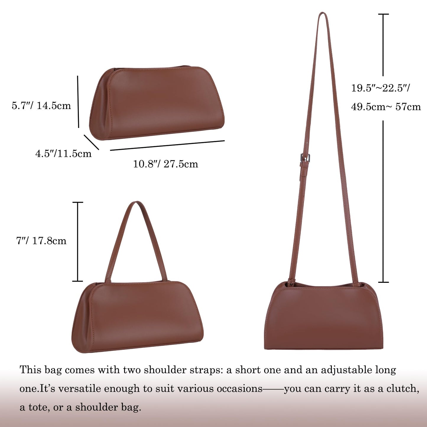 Quelis Small Leather Tote Bag，Clutch Purse with Shoulder Strap， Small Vegan Leather Handbag