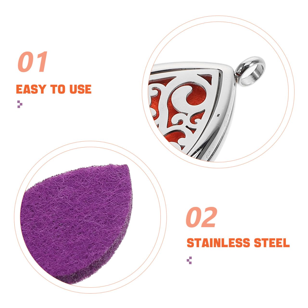 KONTONTY Hollow Out Stainless Steel Aromatherapy Pendant Necklace for Women Essential Oil Diffuser Jewelry Tear Drop Shape with Perfume Locket for Moms