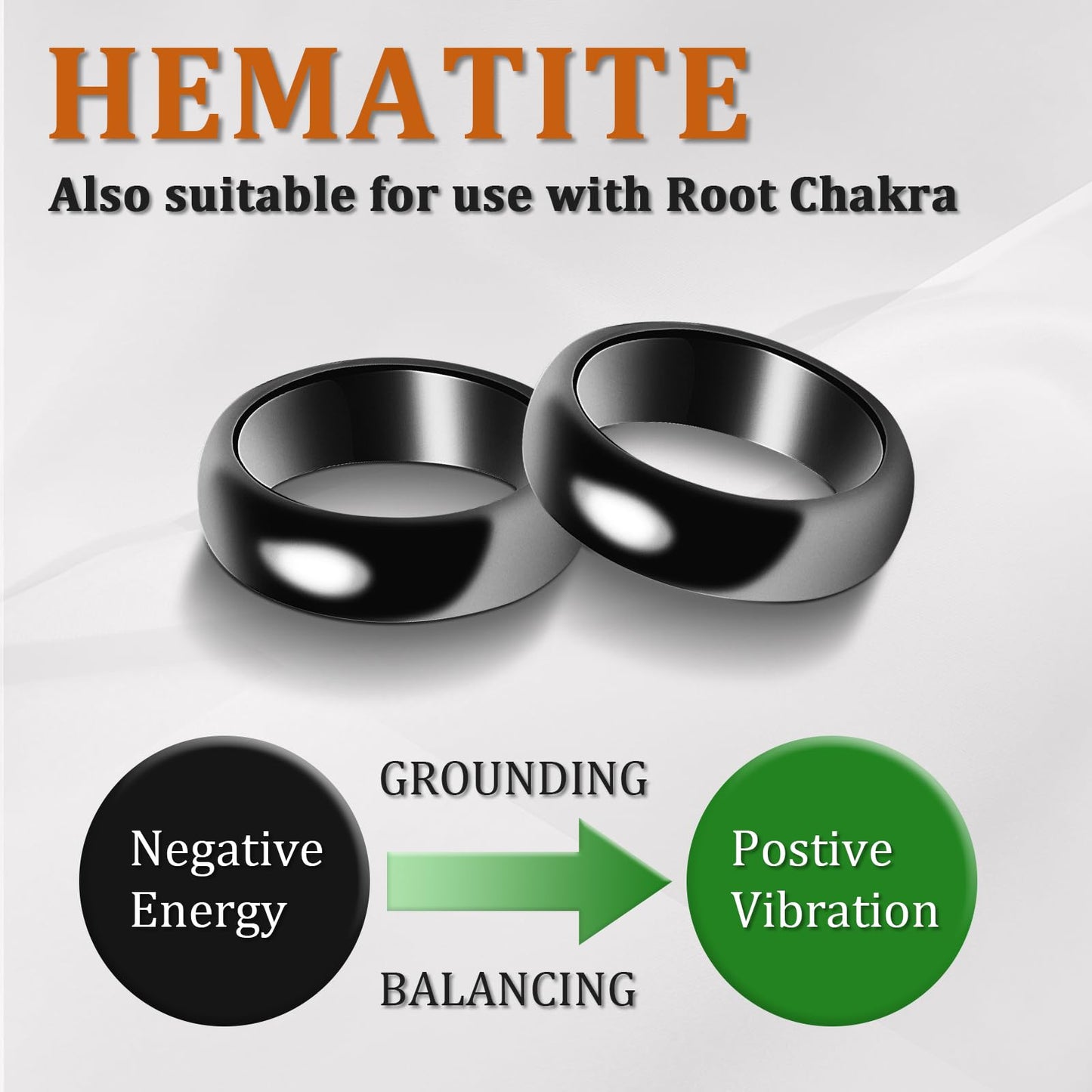Fashtour Genuine Magnetic Hematite Rings, 3 Pack, Black, 6mm Wide, Polished, for Men and Women, Anxiety Relief, Root Chakra Balancing（Size 11#）