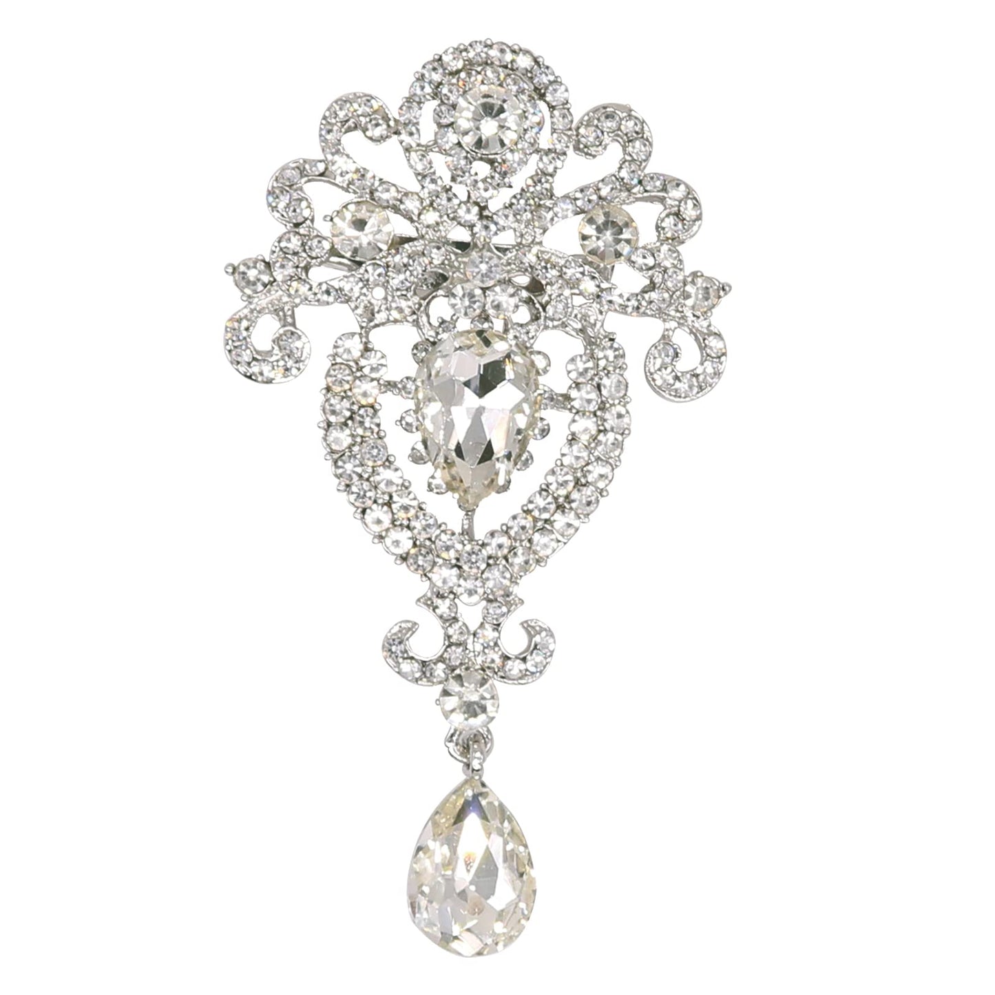 Retro Crystal Water Drop Brooch Fashion Beautiful Rhinestone Flower Brooches Pin for Women Girls Elegant Jewelry Gift(Water Drop)