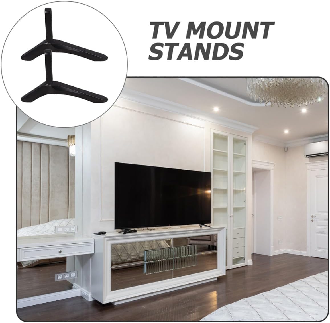 CAXUSD Universal Aluminum Alloy TV Stand Tabletop Base No-Drill Replacement TV Feet Stable Heavy-Duty Support Bracket