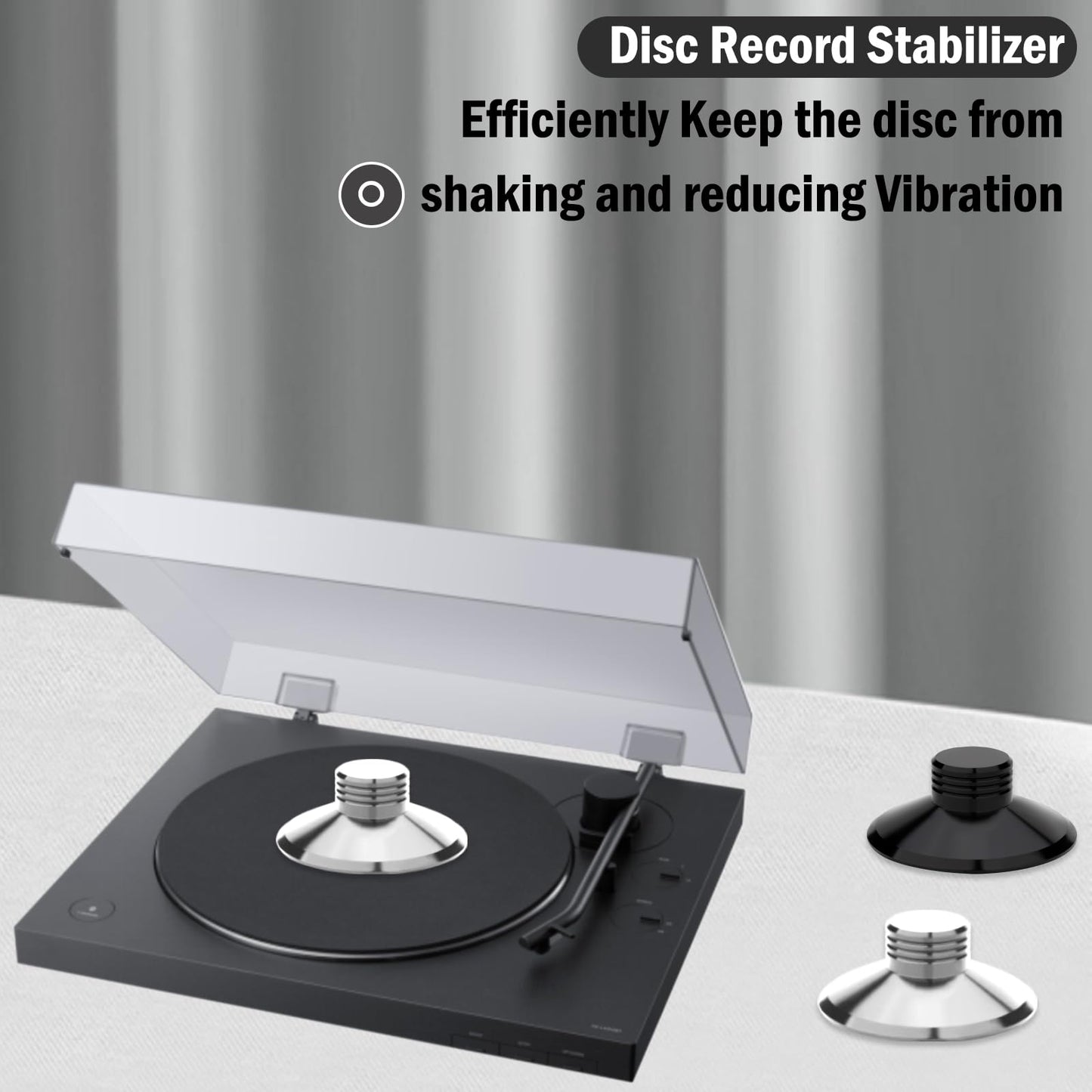 Audiophile 124G/4.3OZ Record Weight Stabilizer Aluminum Turntable Weight Disc Stabilizer Vibration Reducer with Protective Soft Pad for HiFi LP Record Player Tone Arm (Silver)