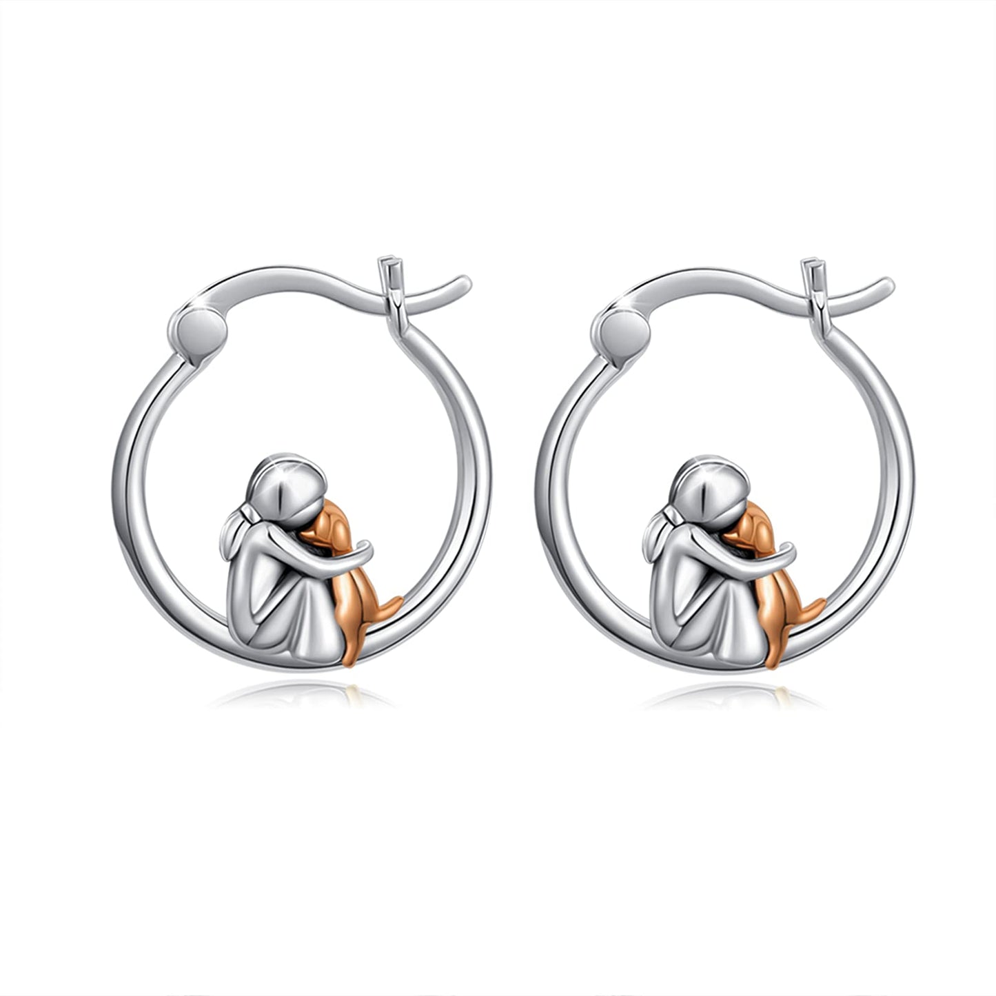 Dog Earrings for Women 925 Sterling Silver Cute Pet Hoop Earrings Hypoallergenic Puppy Jewelry Graduation Gifts for Daughter Her Dog Lovers