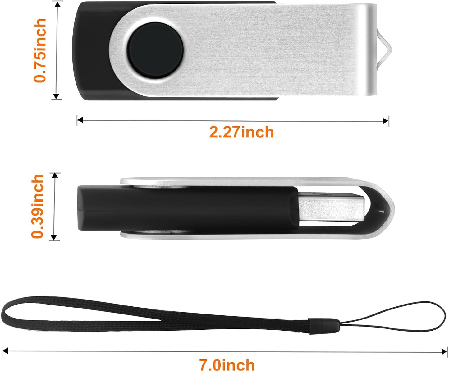 MECHEER 1GB 10 Pack, USB2.0 USB Flash Drive Thumb Drives Memory Stick Jump Drive with Light, Swivel USB Drive Zip Drive