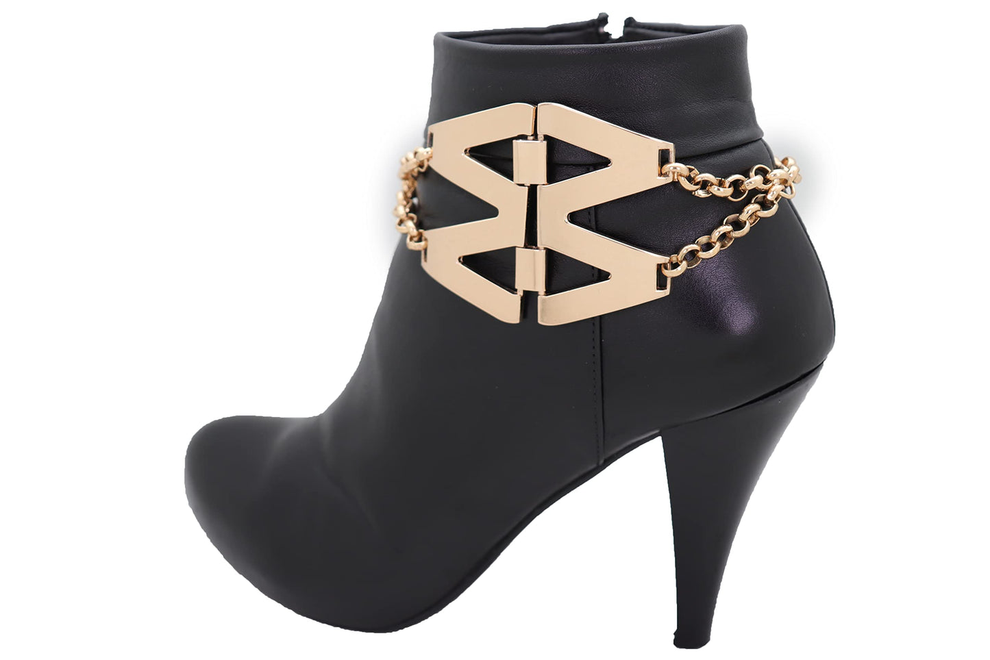 Women Boot Bracelet Gold Metal Chain Shoe Anklet Western Fashion Jewelry M Wings Charm