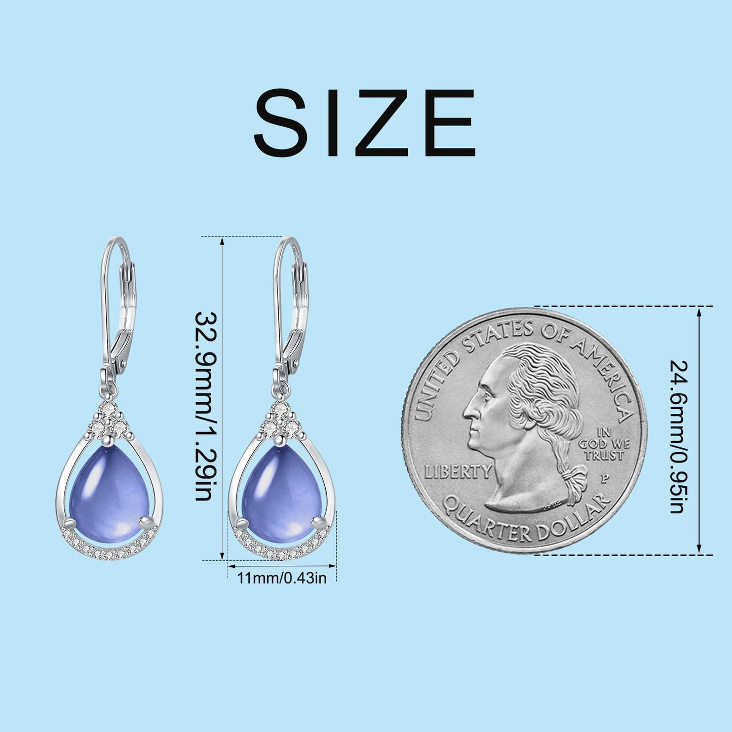 Green Earrings Sterling Silver Leverback Teardrop Dangles Earring Jewelry Christmas Gifts for Women