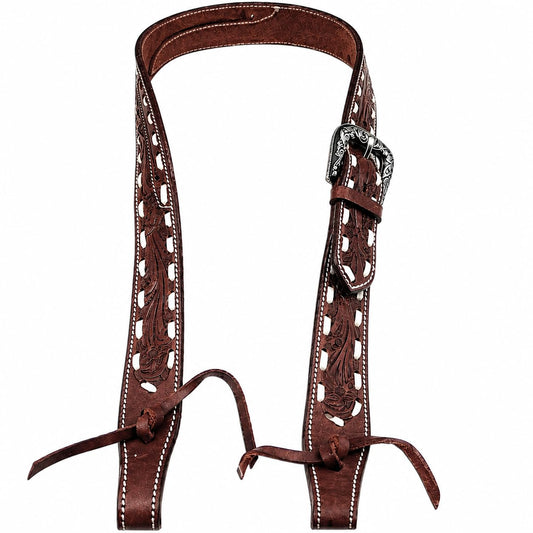 Ranch Hand Leather Split Ear Headstall - Western Horse Bridle with Buckstitch - Full Grain Leather Headstall for Quarter Horses, Rodeo & Ranch Use