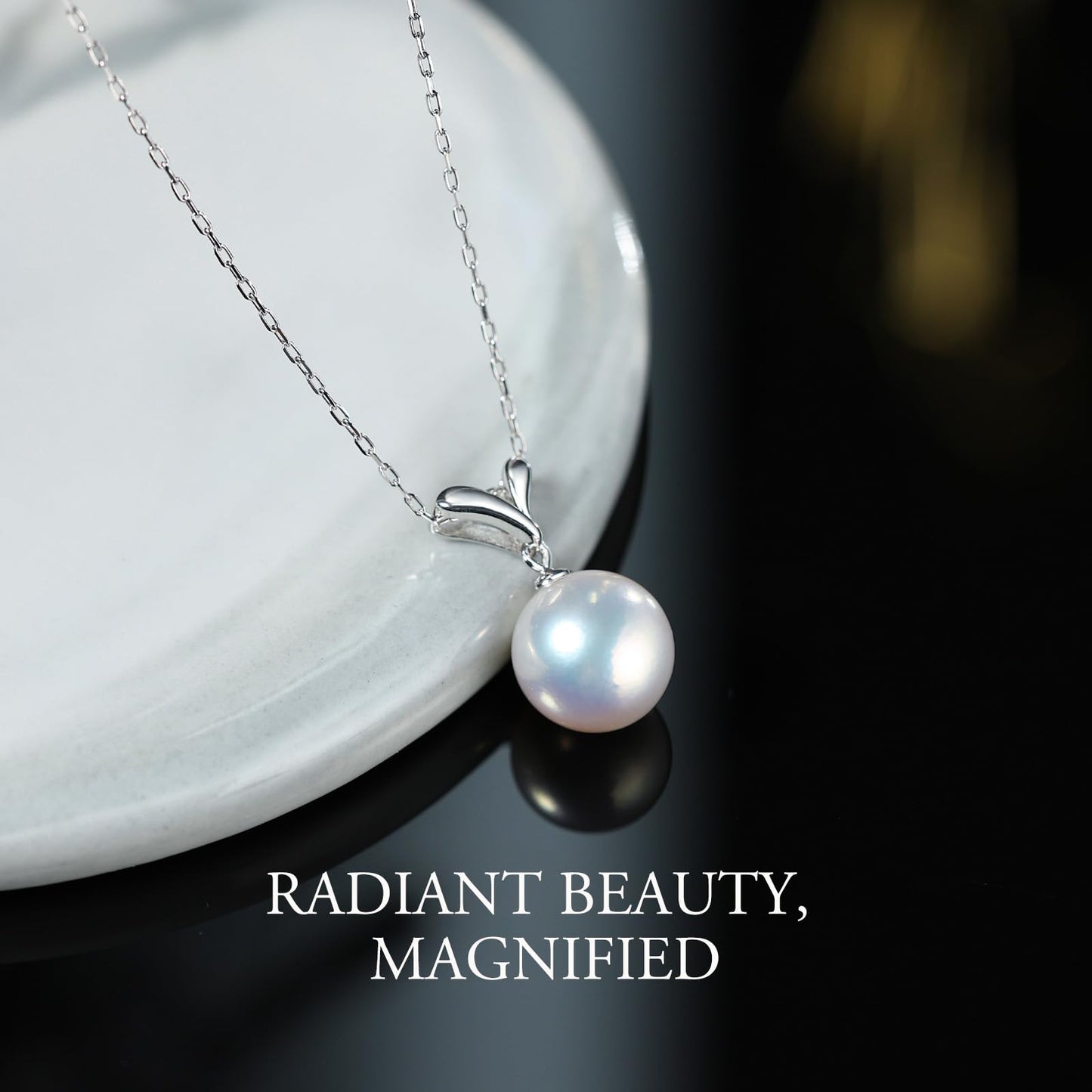 White Pearl Necklace Natural AAAA+ Freshwater Pearl Necklace for Women 10-11mm Natureal Single Pearl Necklace with 925 Sterling Silver Chain Gift for Women