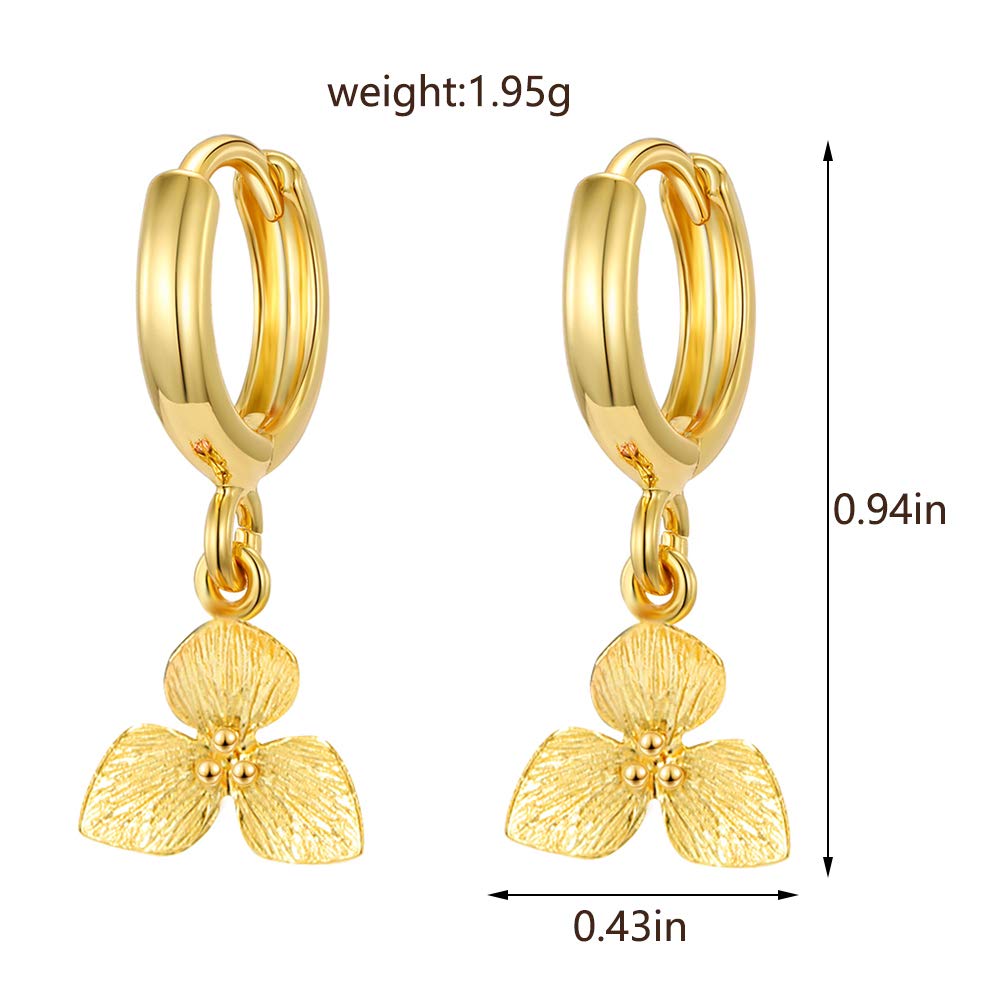 Flower Hoop Earrings Dangle Drop Hoop Earrings With Small Charm for Women Vintage Huggie Hoops Elegant Dangling Jewelry