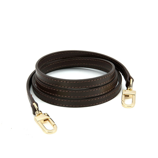 OULARIO Leather Cross Body Strap for Alma BB Damier Ebene Pochette Eva Favorite PM MM Mini 10mm Coated Dark Brown with Gold Hardware (Brown 129cm Gold HW)