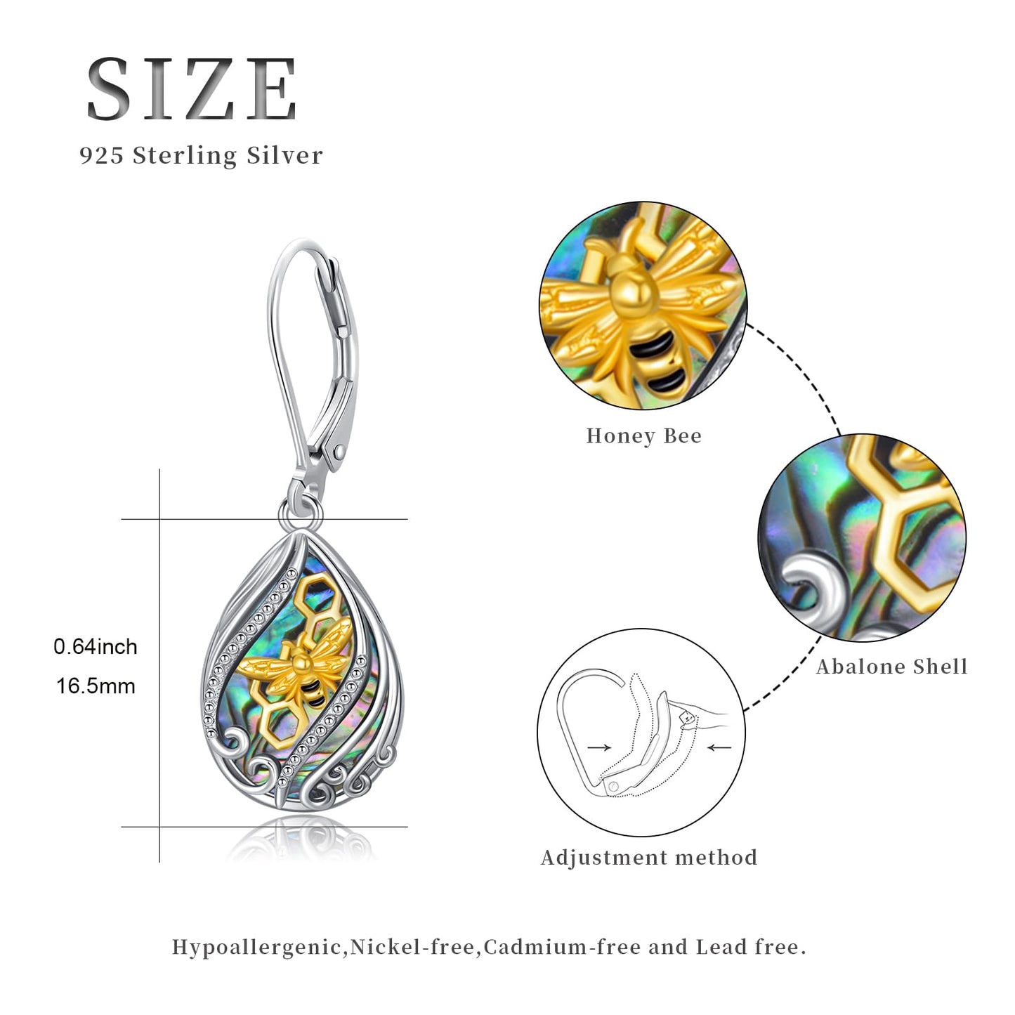 YYmqmq Gold Bee Earrings for Women Sterling Silver Abalone Filigree Dangle Drop Earrings Bee Jewelry Gifts for Girlfriend Mom Mothers Day Gifts