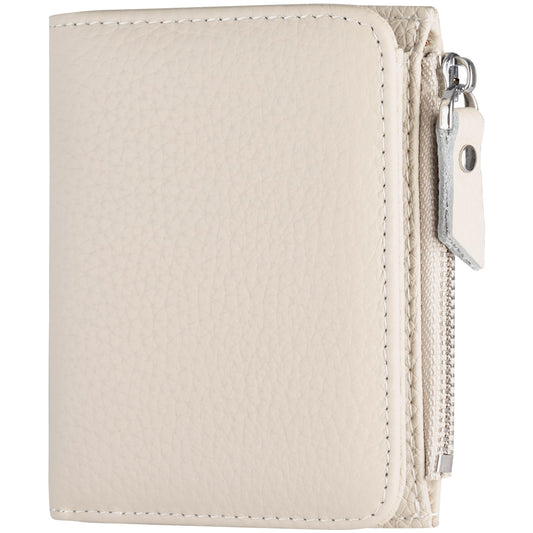 ilovever Small Wallet Women Soft Leather RFID Blocking Card Holder with Zipper Pocket,off-white