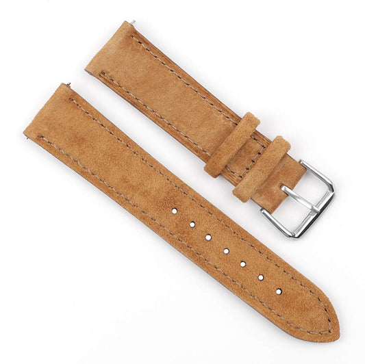 Onthelevel Suede Leather with Black Leather Back Watch Band Strap for Men or Women - 18mm 19mm 20mm 22mm 24mm | Multiple Colors (18mm, A-Tan)