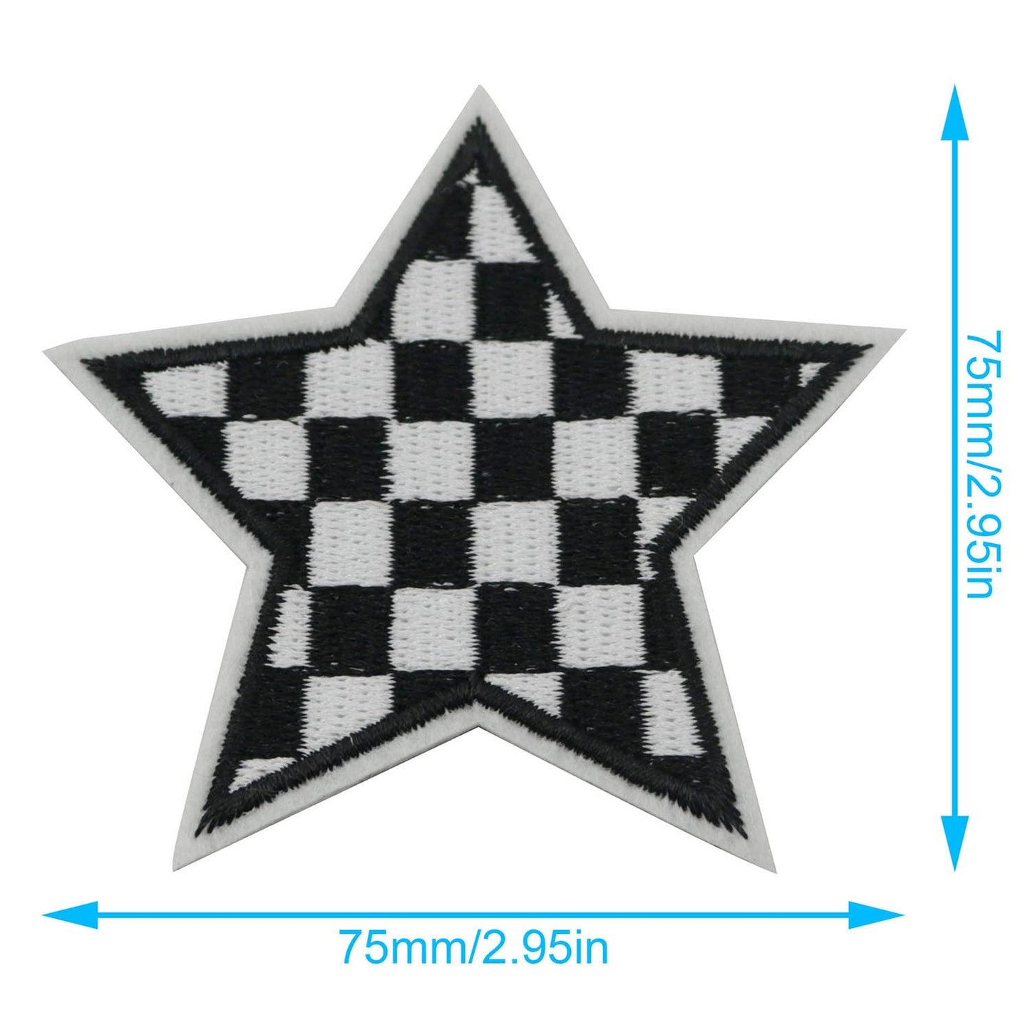 XGNG 20pcs Black and White Star Plaid Iron-On Fabric Patch Clothes Decoration Embroidery Patch