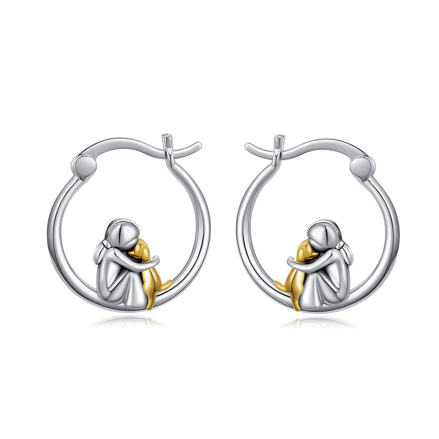 Dog Earrings for Women 925 Sterling Silver Cute Pet Hoop Earrings Hypoallergenic Puppy Jewelry Graduation Gifts for Women Daughter Her Dog Lovers