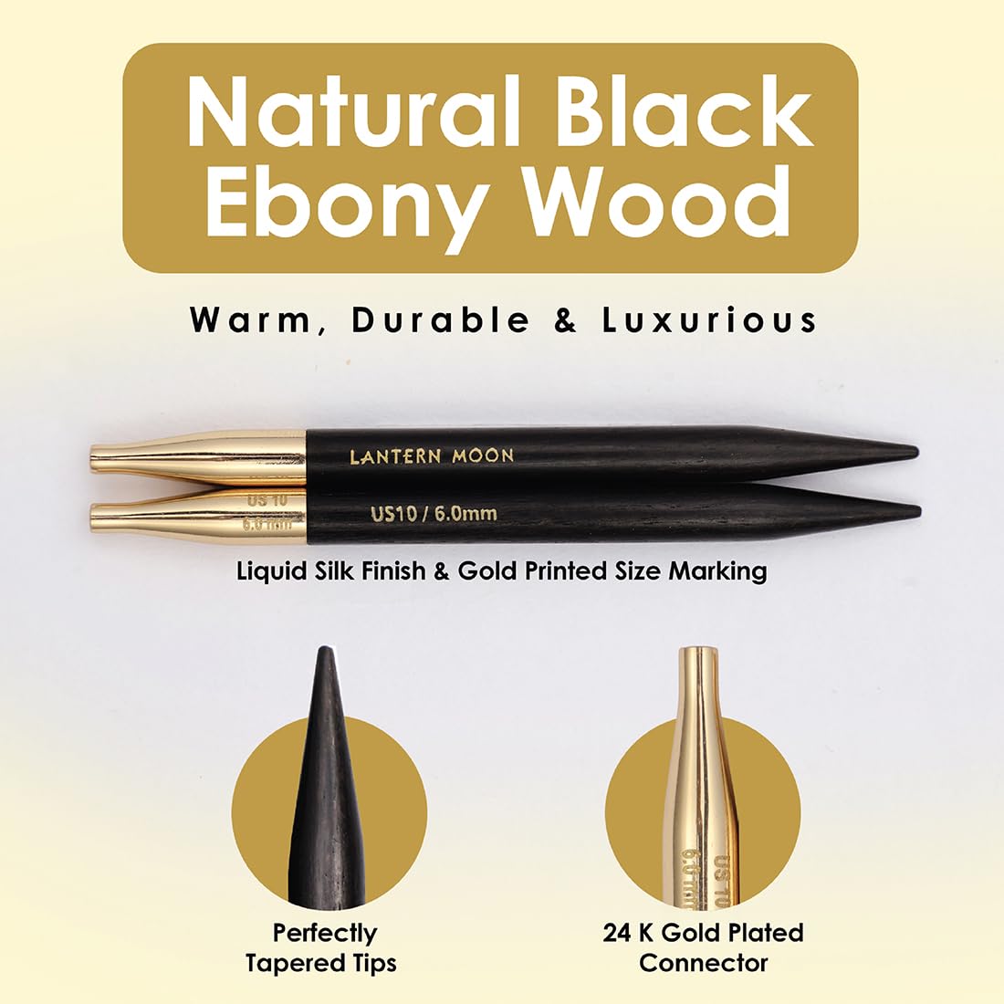 Lantern Moon Ebony Wood Interchangeable Circular Knitting Needles 4" (10cm) | US Size 5 (3.75mm)