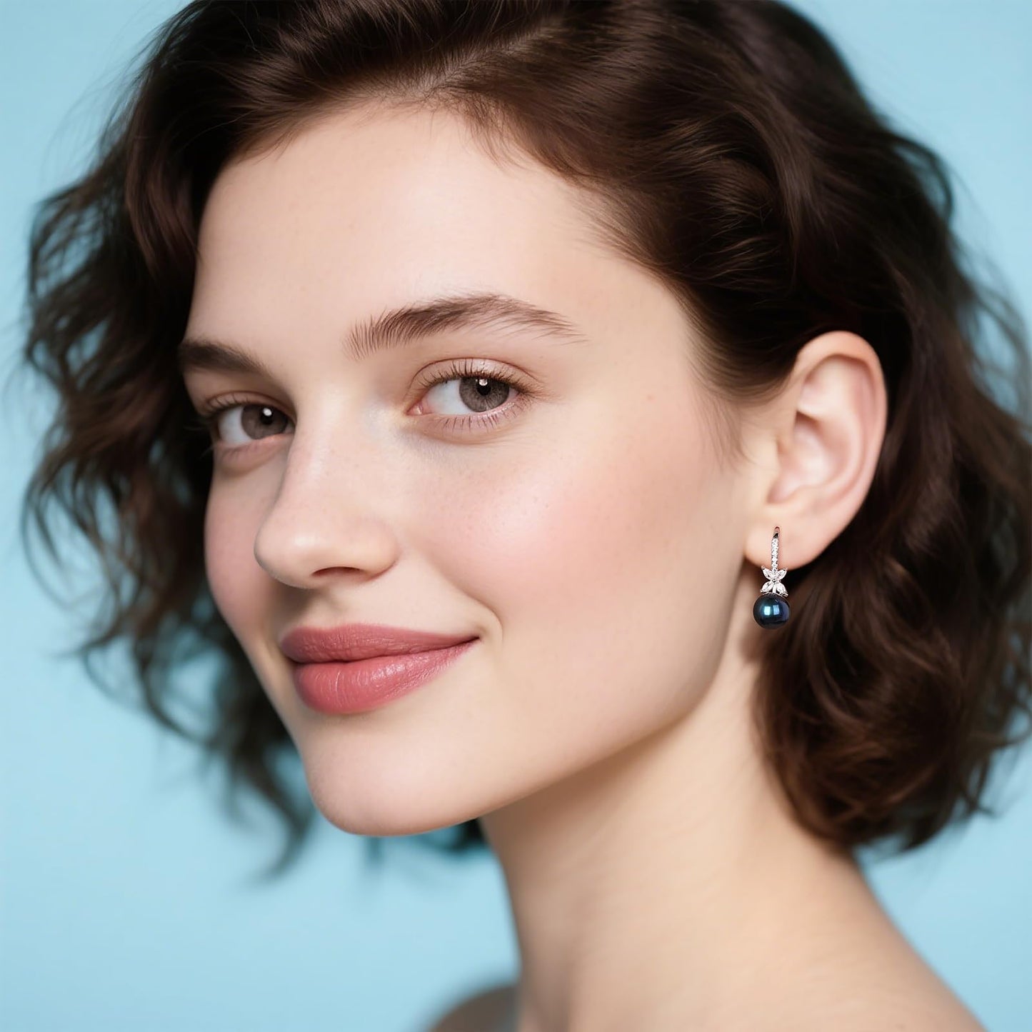 BAMIKI Pearl Drop Earrings for Women - 925 Sterling Silver 18k Gold Plated Hypoallergenic Round Black Saltwater Cultured Pearls Ear Hook Earrings with Cubic Zirconia Jewelry Gifts for Mother Wife