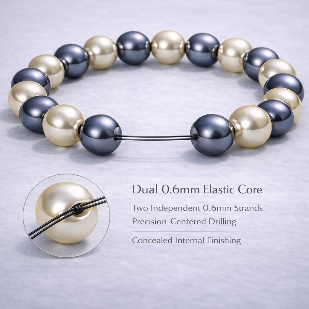 38 Magnetic Therapy Hematite beaded Bracelet For Women And Men Power Gemstone Crystal Unisex Macrame (Faux Pearl Hematite, 12, millimeters)