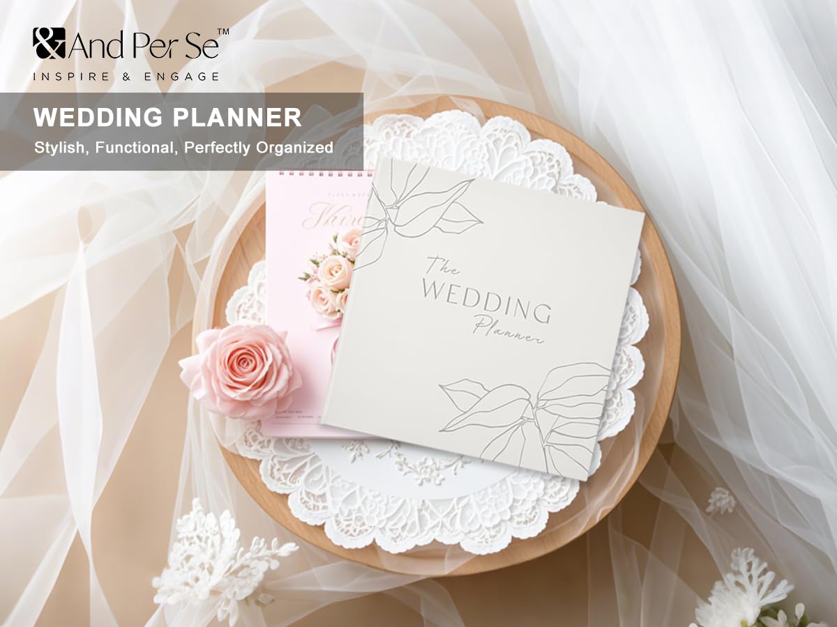 &And Per Se Wedding Planner Book and Organizer - Wedding Planning for Bride, Engagement Gifts for Couples, Future Brides and Grooms (Mystic Grey)