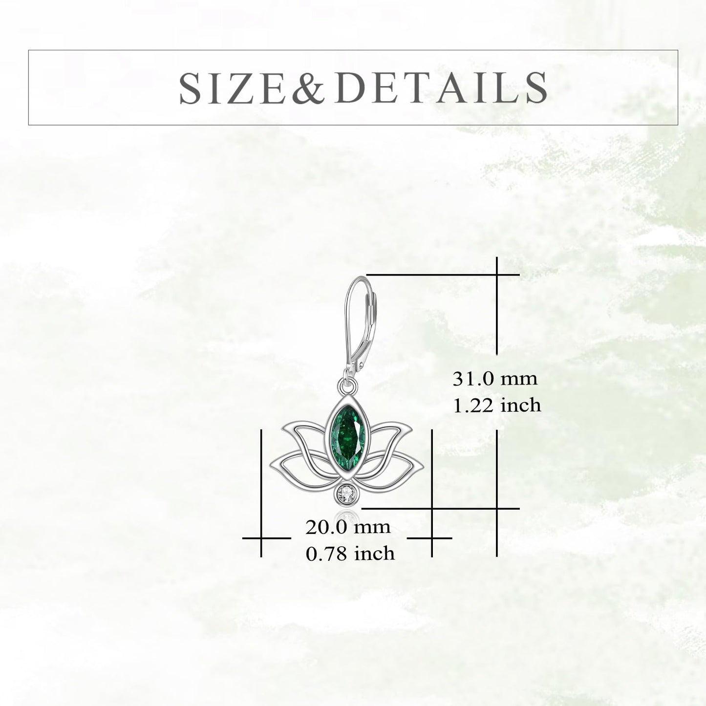 YFN Lotus Flower Earrings Sterling Silver Birthstone Lotus Leverback Dangle Drop Earrings Jewelry Gifts for Women (E. May)