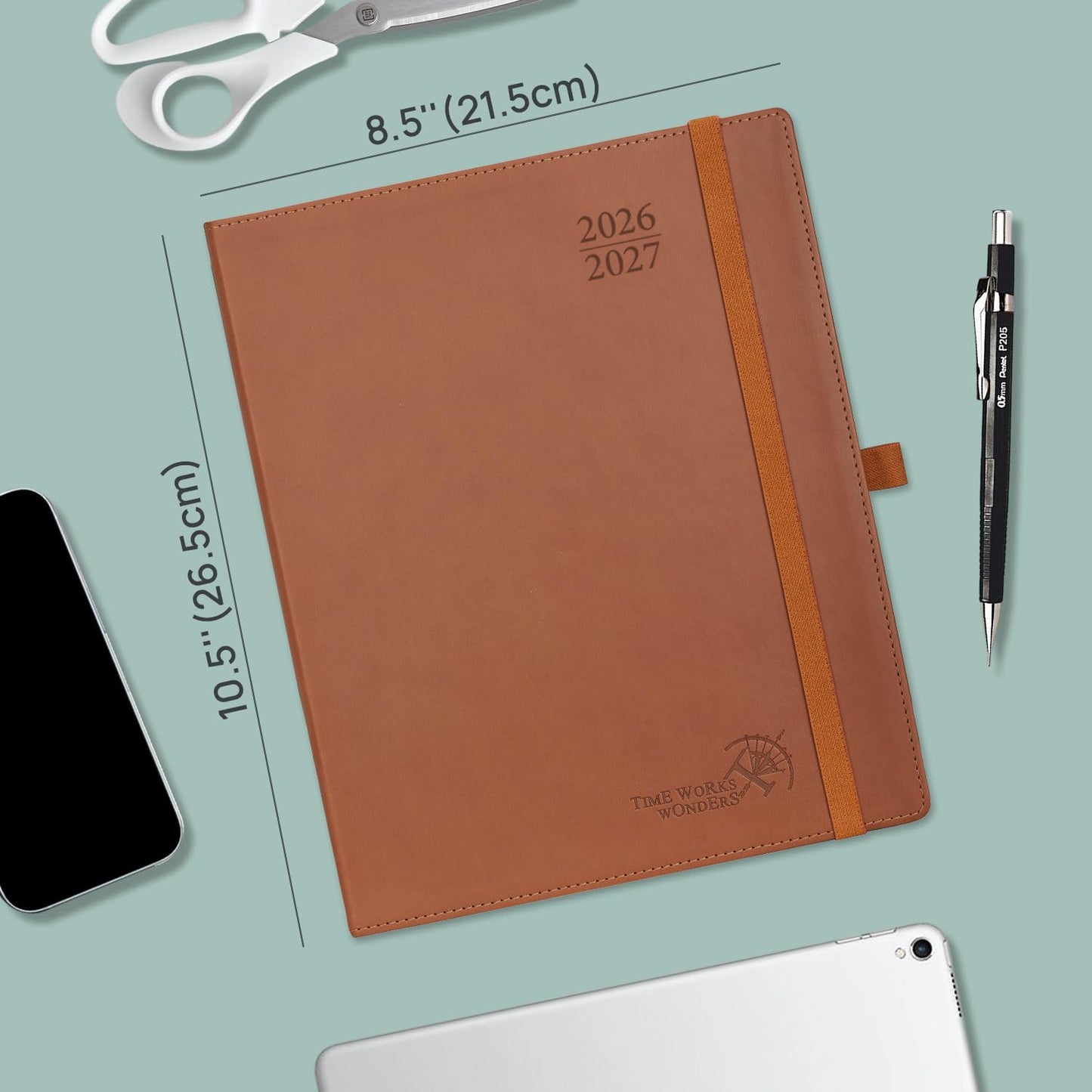 POPRUN Planner 2026-2027, Large-8.5" x 10.5", Academic Planner 2026-2027 Weekly and Monthly (July 26-June 27) Hourly Appointment Book with Inner Pockets, Leather Soft Cover, 100GSM - Black
