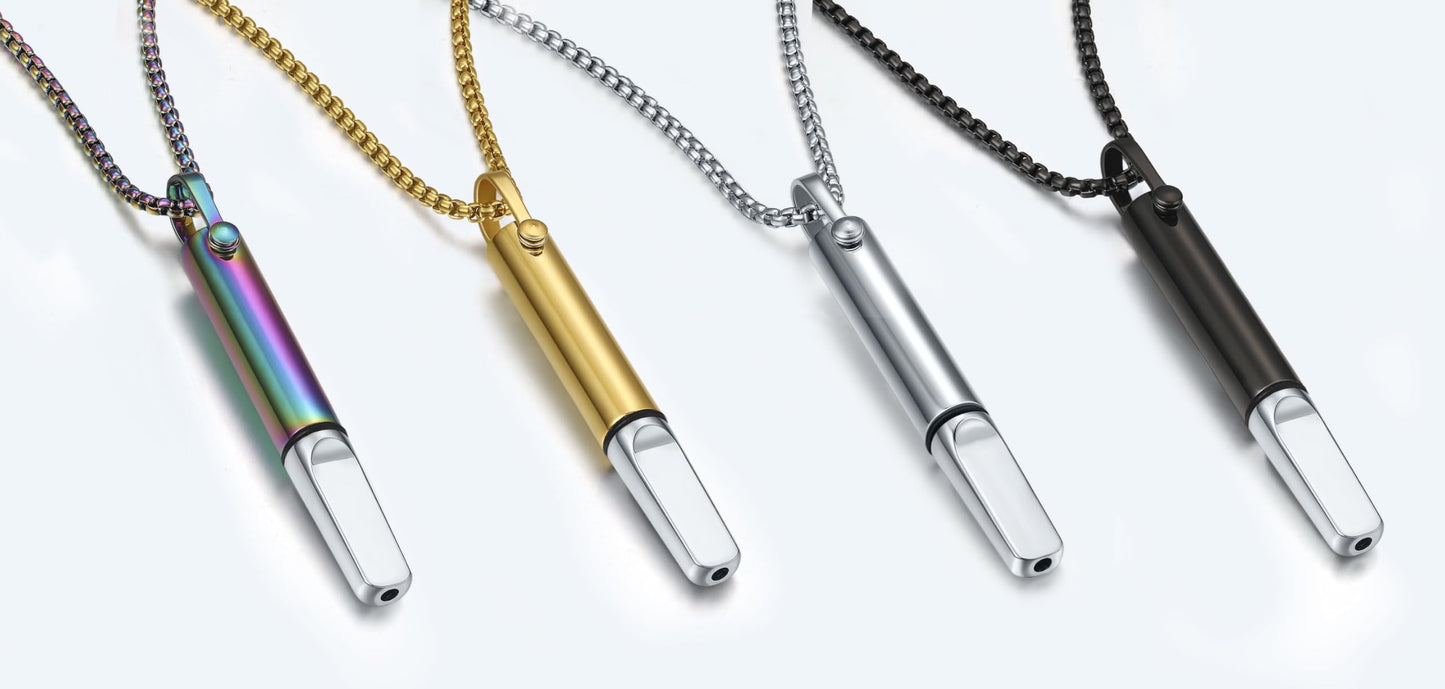Exqele Breathlink Smokeless Inhaler - Meditation Mindful Breathing - Quit Smoking Vapingtools Fum Vaporless Inhaler Portable with Chain for Men Women Necklace (Black)