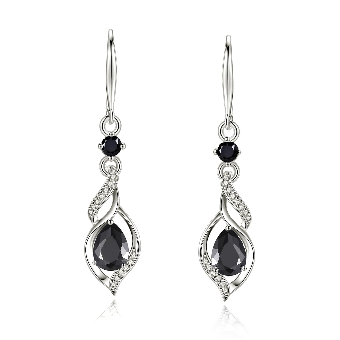 FANCIME Gift for Women October Birthstone Dangle Earrings for Her Teardrop Black Tourmaline Dangle Earrings S925 Sterling Silver infinity Love Birthday Gifts for Mom Women