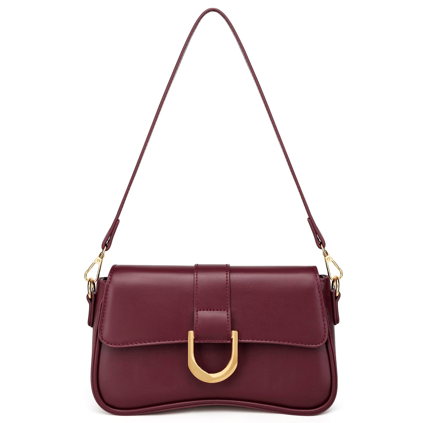 KKXIU Shoulder Bag for Women, Small Handbag Cute Purse Retro Clutch Underarm Hobo Bag, Wine Red