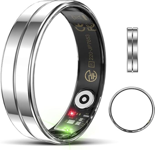 Ultra-Thin Smart Ring for Women Men,Sleep Tracker Ring with Heart Rate, Waterproof Fitness Ring for Activity Monitoring/Steps/Calories,No Subscription Fee,for iSO & Android (Silver,10#)