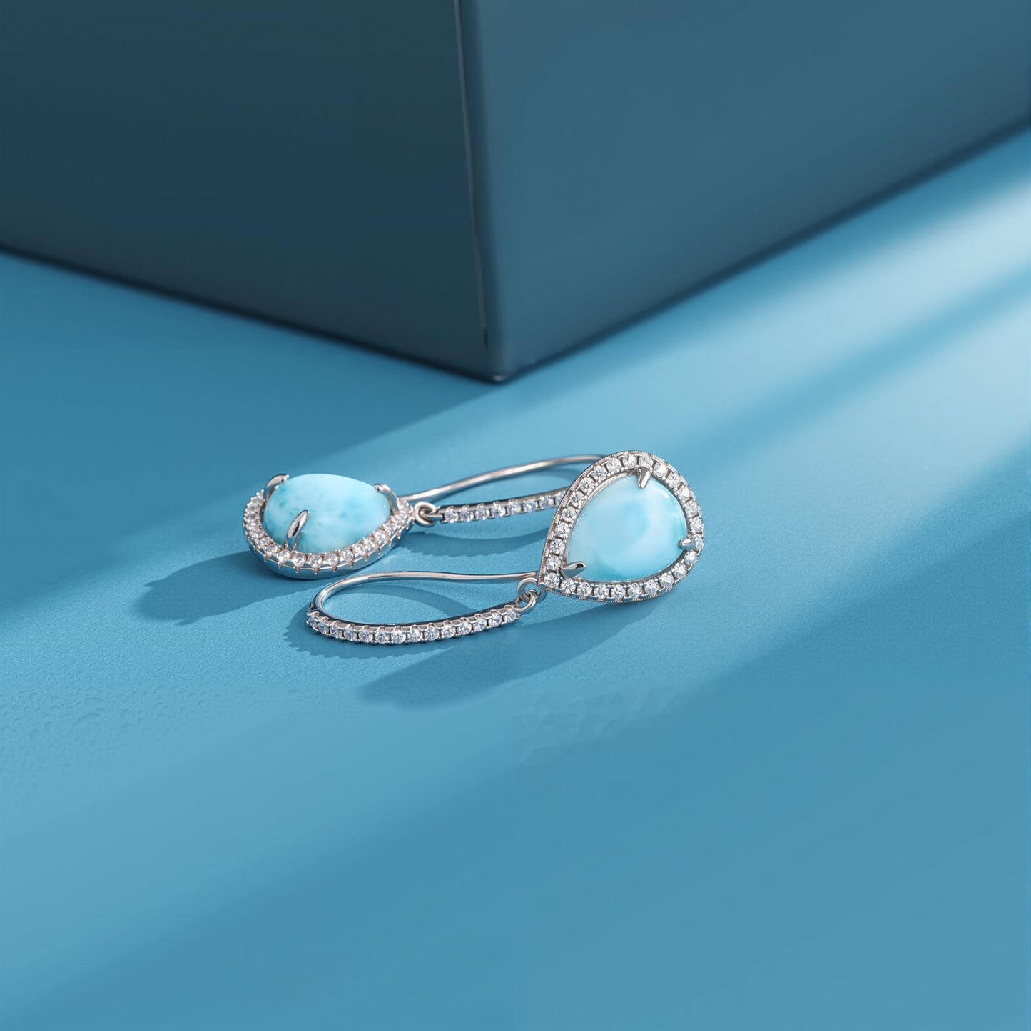 Gemsme Larimar 925 Sterling Silver Gemstone Drop Earrings for Women