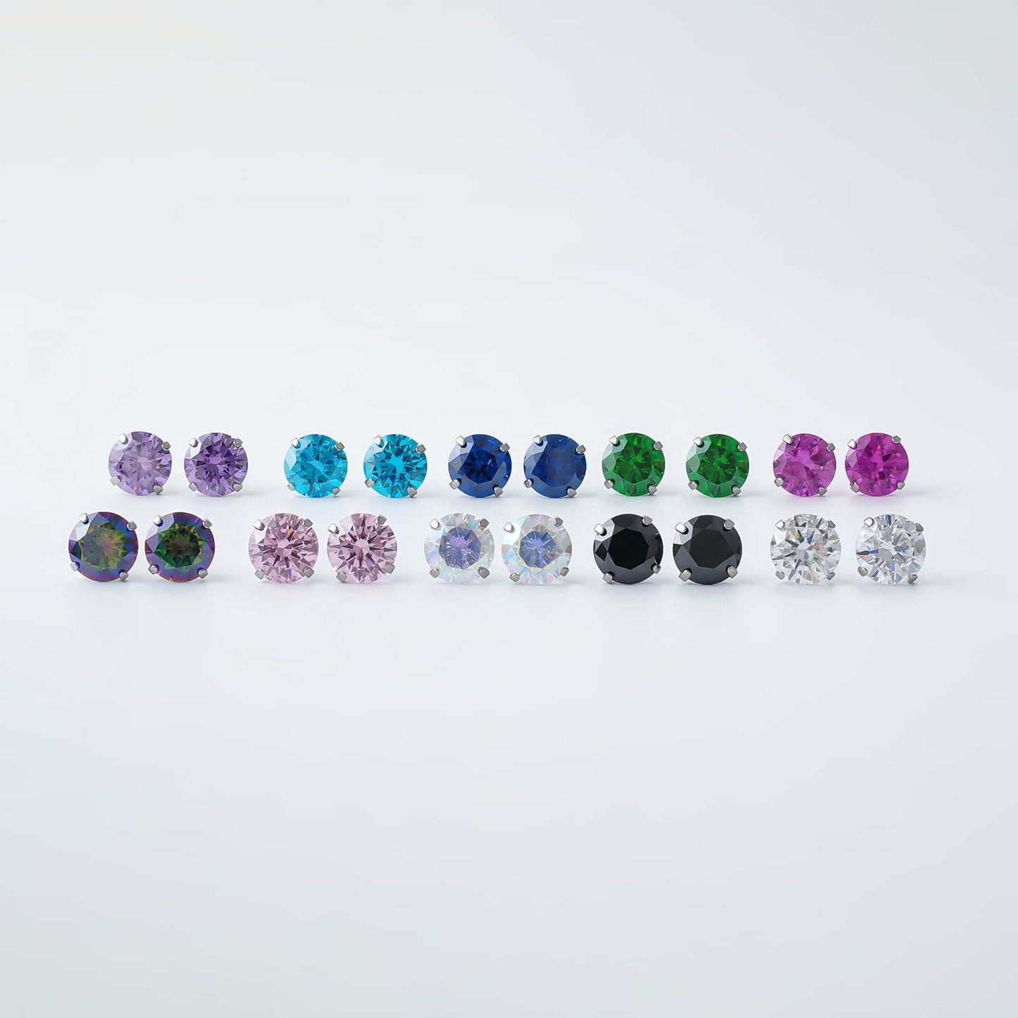 1 Pair Implant Grade Titanium Stud Earrings Set Hypoallergenic 3mm 4mm 5mm 6mm Cubic Zirconia G23 Titanium Earring Studs for Women Men for Sensitive Ear (6mm VM)