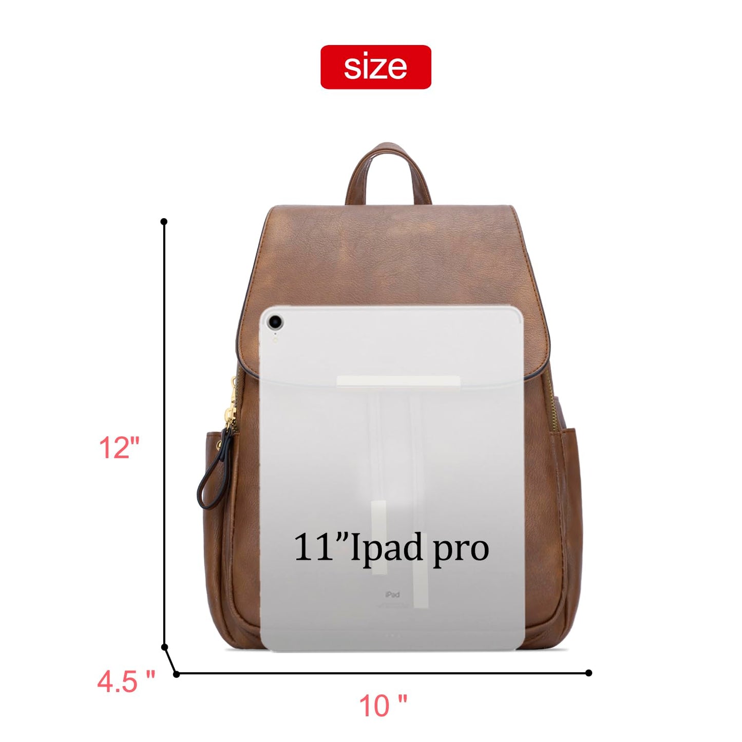 KKXIU Trendy Vegan Leather Backpack Purse for Women and Ladies Shoulder Travel Daypacks Bags (Z-Brown)