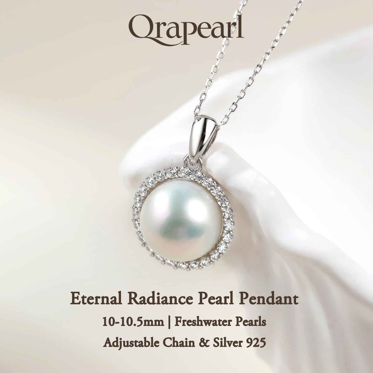 Orapearl Freshwater Pearl Pendant Necklace AAAA 12-13mm Elegant Jewelry Gift for Wife Mom Girlfriend Her Women with 925 Sterling Silver Chain June Birthstone for Anniversary Birthday Wedding