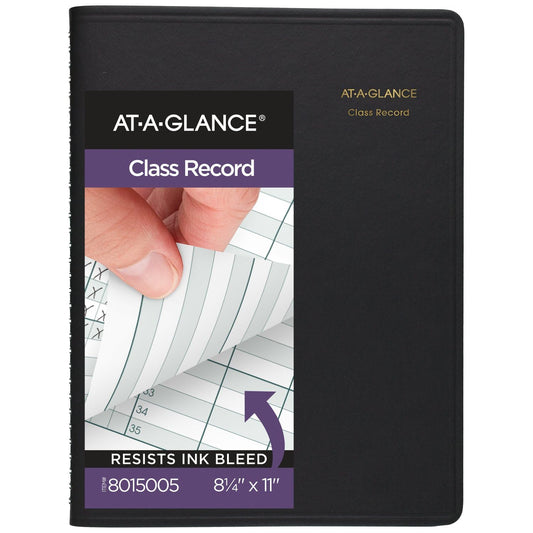 AT-A-GLANCE Undated Class Record Book, 8-1/4" x 11", 10 Weeks, 35 Students, Black (8015005)