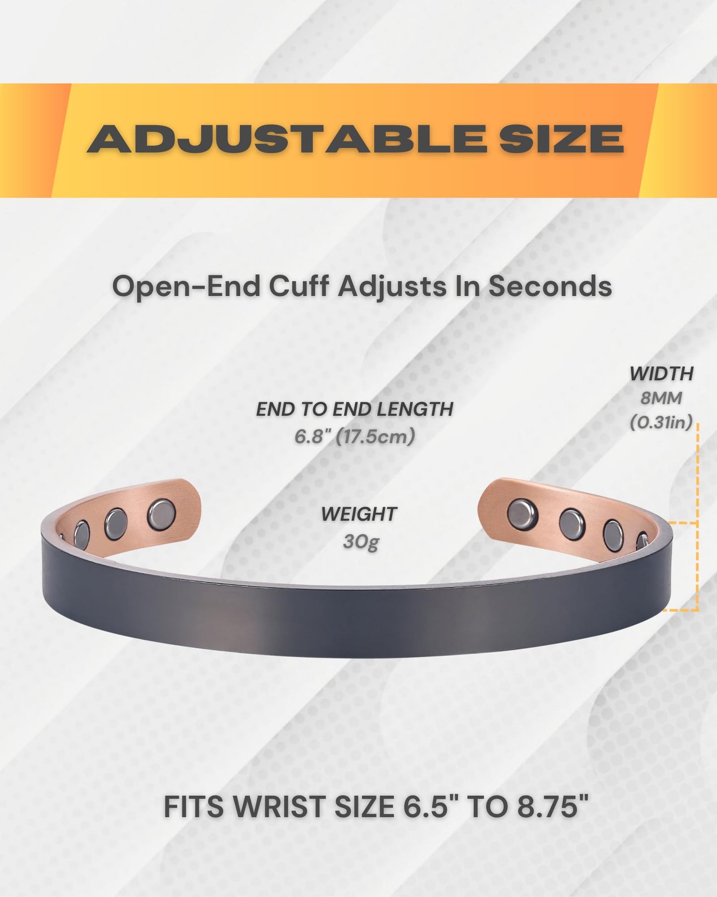 WestLuna Magnetic Copper Healing Bracelet for Men Women, 99.99% Pure Copper Bracelet with 12X Ultra Strength 3,800 Gauss Magnets for Lymph Drainage, Includes Gift Box, Jewelry Cloth, Blank Blessing Card