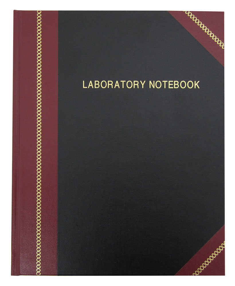 BookFactory Lab Notebook/Laboratory Notebook - Professional Grade - 240 Pages 8'' x 10'' (Ruled Format) Cover is Black and Burgundy Imitation Leather Section Sewn Hardbound (Made in USA)