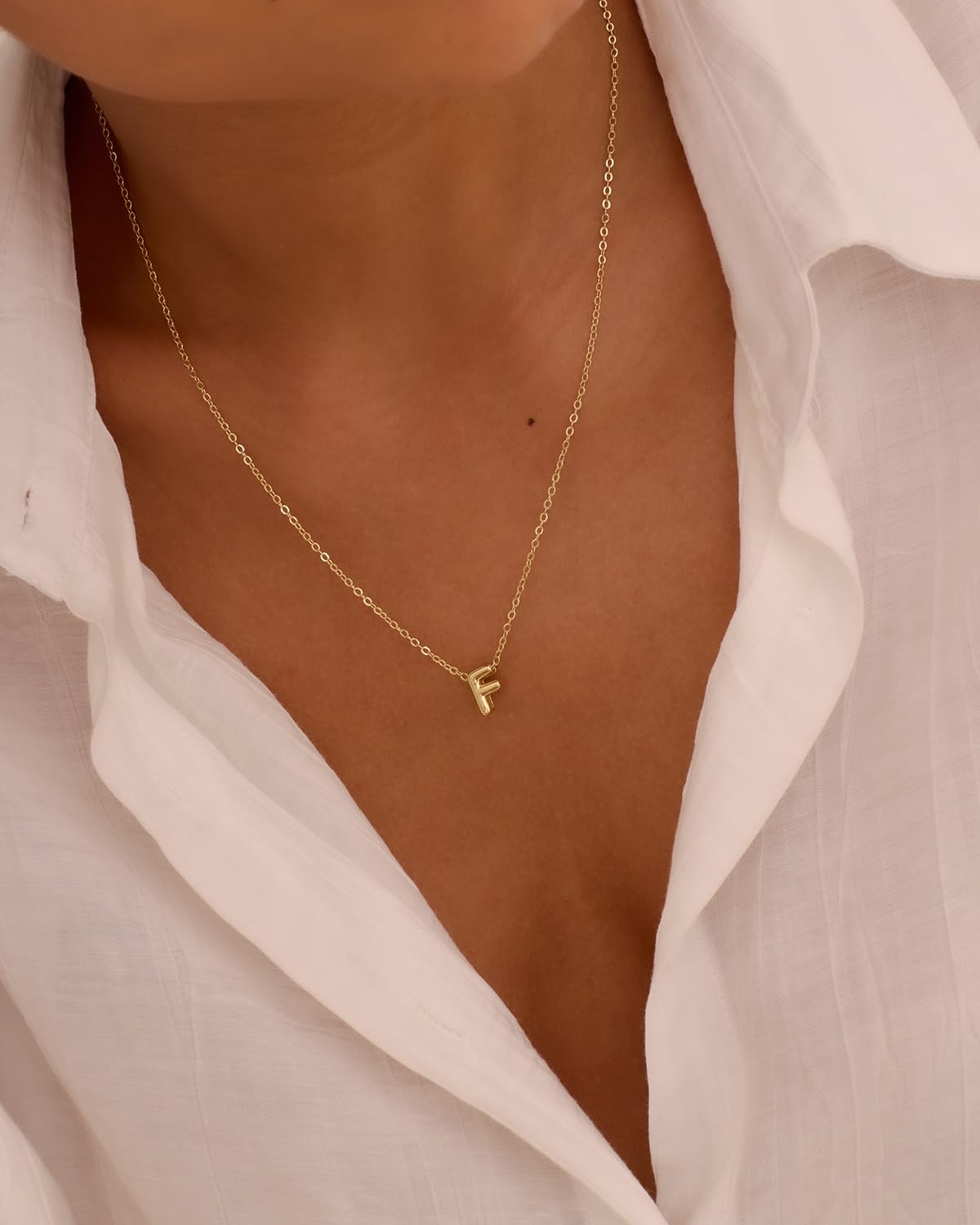 CUEZIY 14K Gold Plated Bubble Letter Necklace Initial Necklaces for Women Dainty Personalized Charm Pendant Name Necklace Cute Non Tarnish Fashion Accessories Teen Gift Trendy Stuff Jewelry Gifts
