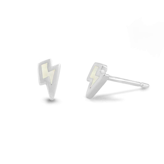 Boma Jewelry Sterling Silver Lightning Bolt Stud Earrings (Mother of Pearl)