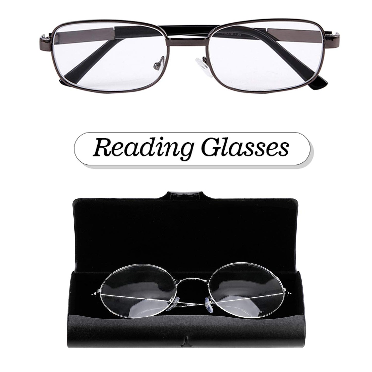 Hifot Aluminium Glasses Case, Slim Reading Glasses Case, Portable Travel Black Eyeglass Spectacles Protection Hard Shell Case
