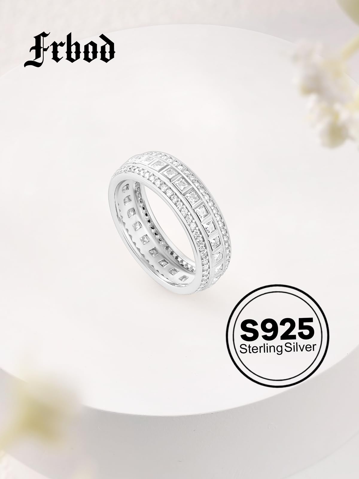 Frbod Womens Moissanite Eternity Band Bezel Diamond Wedding Ring Mens Hypoallergenic Sterling Silver Rings Size 11
