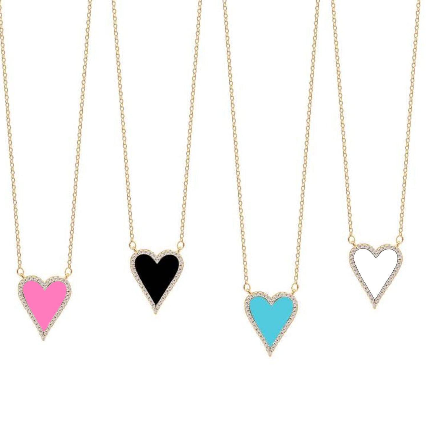 JINGDR Heart Necklace for Women Preppy Jewelry Gold Plated Love Heart Pendant Necklace