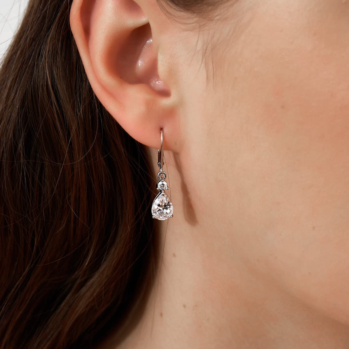 925 Sterling Silver Teardrop Leverback Earrings Blue Topaz Amethyst Rainbow Quartz CZ Dangle Drop Earrings Hypoallergenic Gemstone Jewelry Birthday Gifts for Women Daily Party Wear