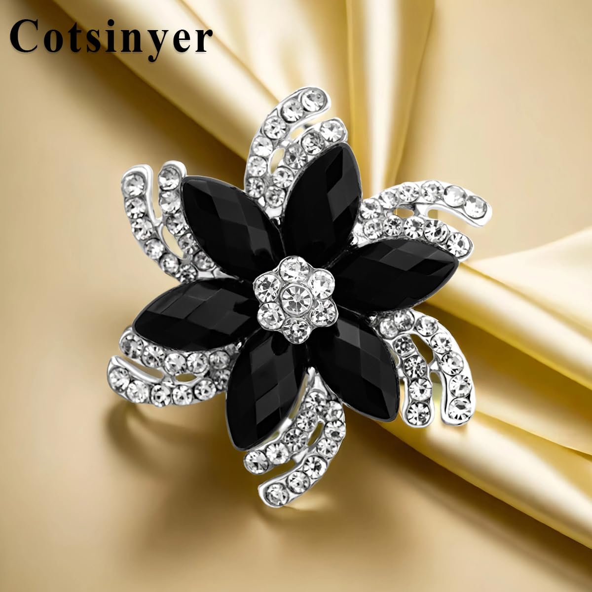 Cotsinyer Vintage Style Rhinestone Flower Brooch Pin Crystal Lapel Pins Wedding Party Birthday Dance Banquet Dress Suit Ceremony Clothes Hat Bag Accessories Jewelry Gift for Women