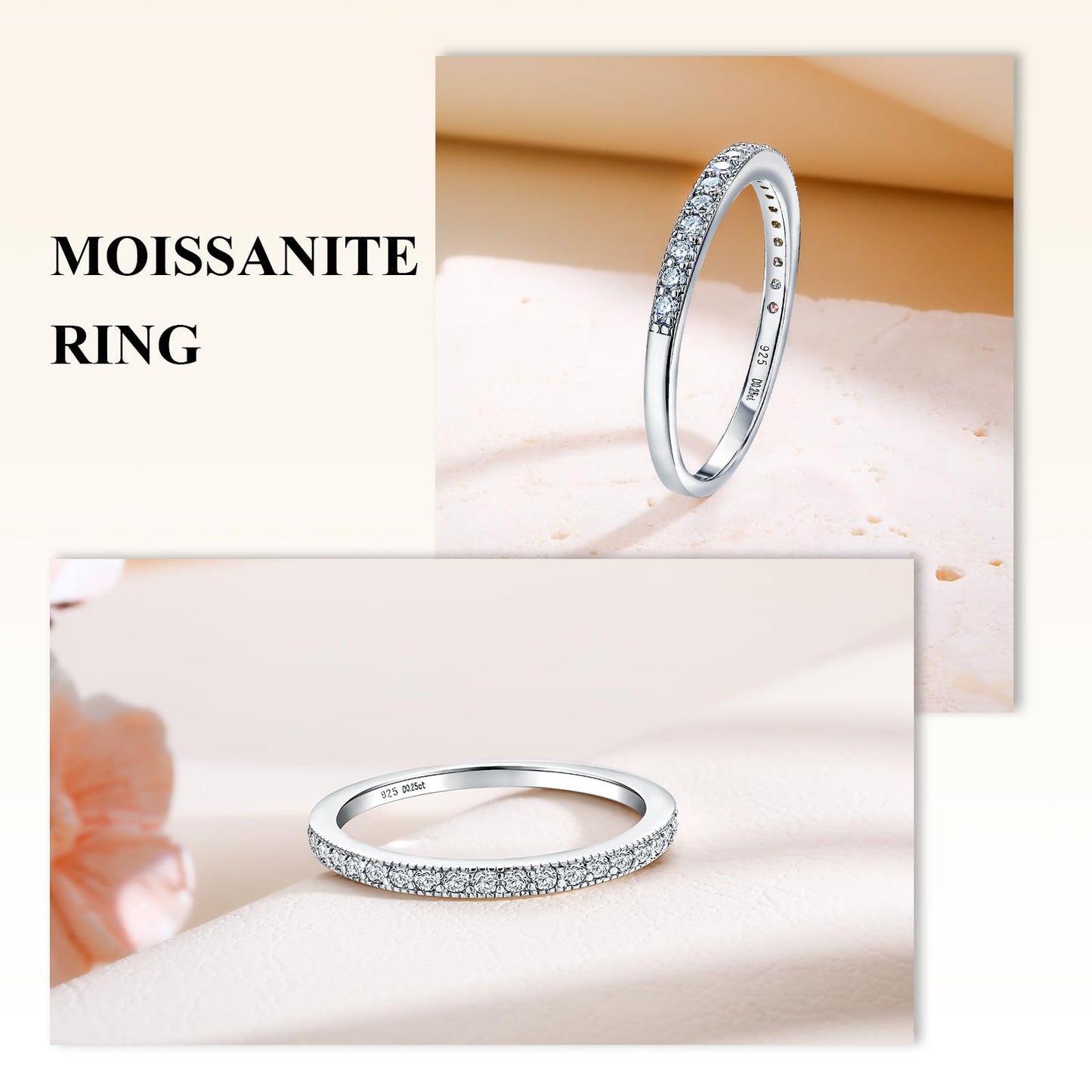 AGRULE 1.7mm Width Wedding Anniversary Band 925 Sterling Silver White Gold Plated VVS1 D Color Moissanite Rings for Men Women, Size 10