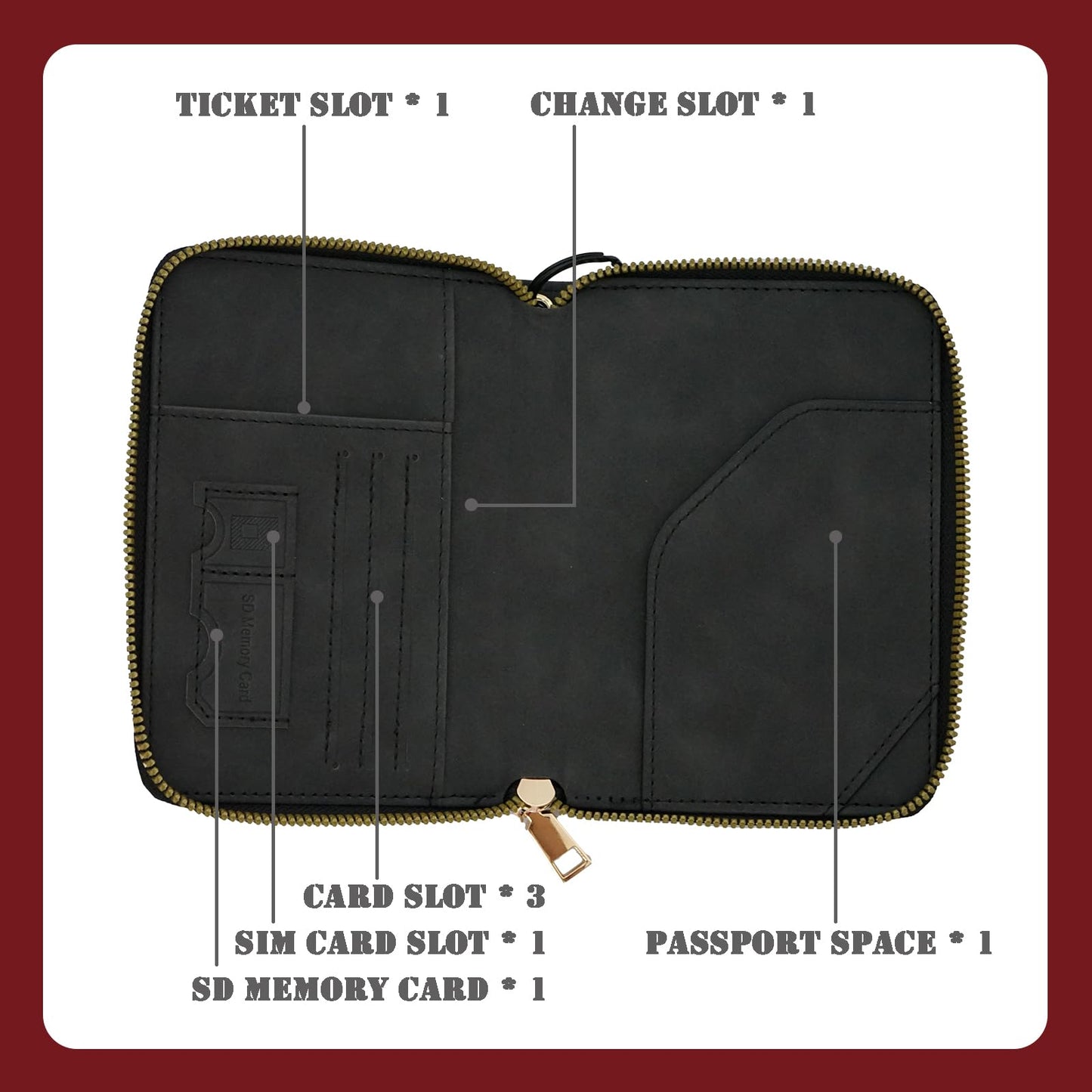 Passport Holder with Tether and Clip to Prevent Loss and Theft, Rfid Passport Holder for Travel, Passport Wallet, Passport Cover for Men and Women (Black - Tether and Clip)